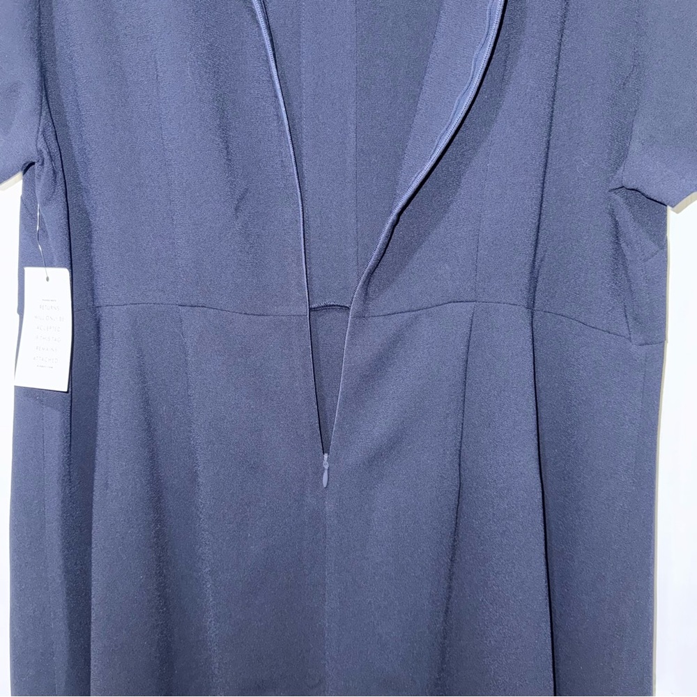NWT ELOQUII Ruffle Front Soft Shirt Dress 18 Navy Blue Feminine classic - Picture 10 of 13